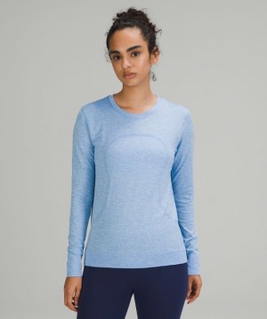 Lululemon Swiftly Relaxed Long Sleeve Blast Dam Blå Vita | WETK-08135