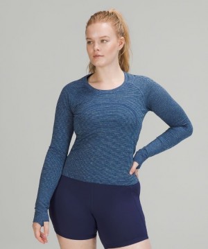 Lululemon Swiftly Tech LS 2.0 Race Blast Dam Blå Turkos Gröna Svarta | UCJL-59710