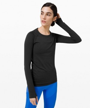 Lululemon Swiftly Tech Long Sleeve 2.0 Blast Dam Svarta Svarta | OCDJ-54283