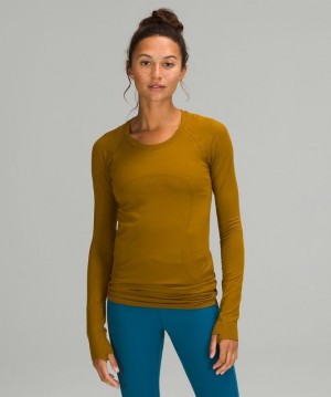 Lululemon Swiftly Tech Long Sleeve 2.0 Blast Dam Guld Bruna Guld Bruna | FCED-21975