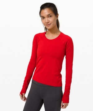 Lululemon Swiftly Tech Long Sleeve 2.0 Race Blast Dam Mörkröda Mörkröda | IJGR-05924
