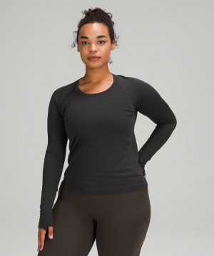 Lululemon Swiftly Tech Long Sleeve 2.0 Race Blast Dam Svarta Svarta | UPAT-34928