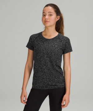 Lululemon Swiftly Tech Short Sleeve 2.0 Blast Dam Svarta Vita | TBCH-56341