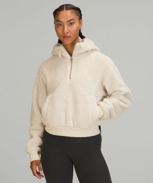 Lululemon Textured Fleece 1/2 Zip Tröjor Dam Vita | GLDO-18324
