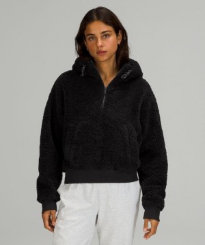 Lululemon Textured Fleece 1/2 Zip Tröjor Dam Svarta | ASYD-98630