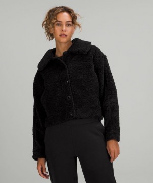 Lululemon Textured Fleece Button Jacket Jackor Dam Svarta | MPRY-92107