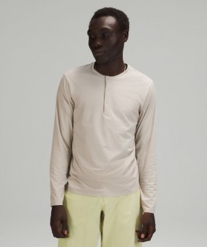 Lululemon The Fundamental Long Sleeve Henley Blast Herr Beige | KTJO-63094