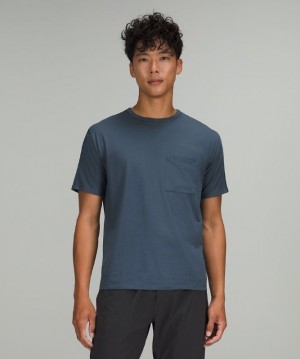 Lululemon The Fundamental Pocket T-Shirt Blast Herr Blå | GXLQ-83467