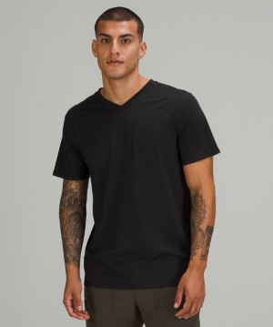 Lululemon The Fundamental V-Neck T-Shirt Blast Herr Svarta | UVEH-59410