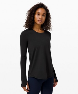 Lululemon Tuck and Flow Long Sleeve Shirt Blast Dam Svarta | PYXF-59423