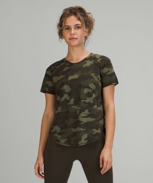 Lululemon UVP Run Short Sleeve Blast Dam Camo Olivgröna Olika Färger | KYCT-90153