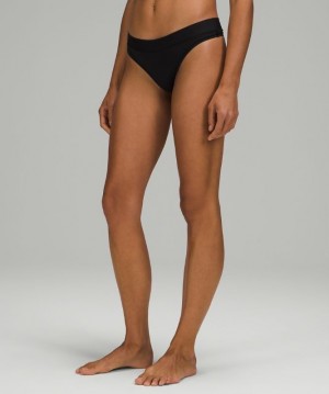 Lululemon UnderEase Mid-Rise Thong Underwear Underkläder Dam Svarta | GQYI-69702
