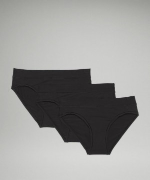 Lululemon UnderEase Mid Rise Bikini Underwear 3 Pack Underkläder Dam Svarta | WFPS-78315