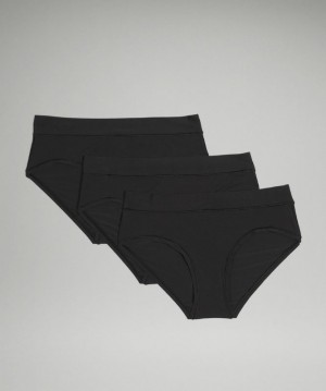 Lululemon UnderEase Mid Rise Hipster Underwear 3 Pack Underkläder Dam Svarta | OTNF-07526