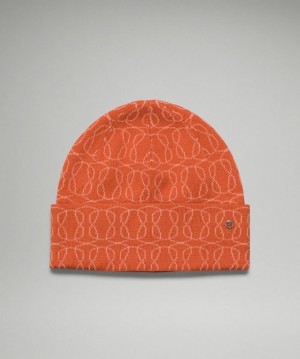 Lululemon Warm Revelation Beanie Logo Hatt Accessories Orange Rosa | GNZD-96754