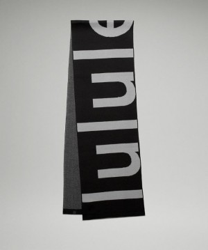 Lululemon Wool-Blend Knit Logo Scarf Halsduk Accessories Svarta Grå | GEUR-12735