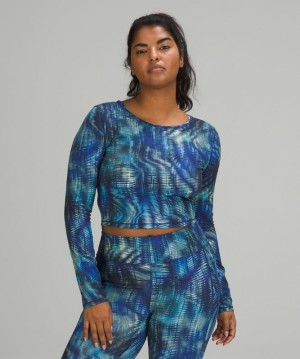 Lululemon Wunder Train Cropped Long Sleeve Shirt Blast Dam Blå Olika Färger | QEIW-54296