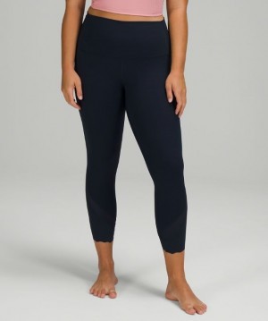 Lululemon Wunder Under Scalloped Hem High-Rise Crop 23 Leggings Dam Marinblå | BMHZ-75018