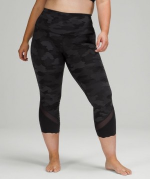 Lululemon Wunder Under Scalloped Hem High-Rise Crop 23 Leggings Dam Camo Svarta Olika Färger | ZKUT-91320