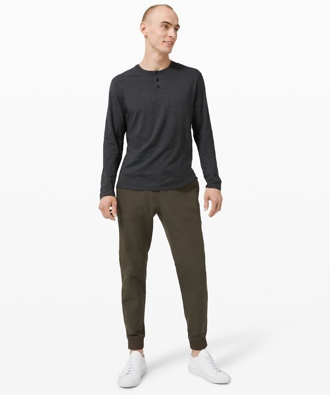 Lululemon 5 Year Basic Long Sleeve Henley Blast Herr Svarta | KYEF-47038