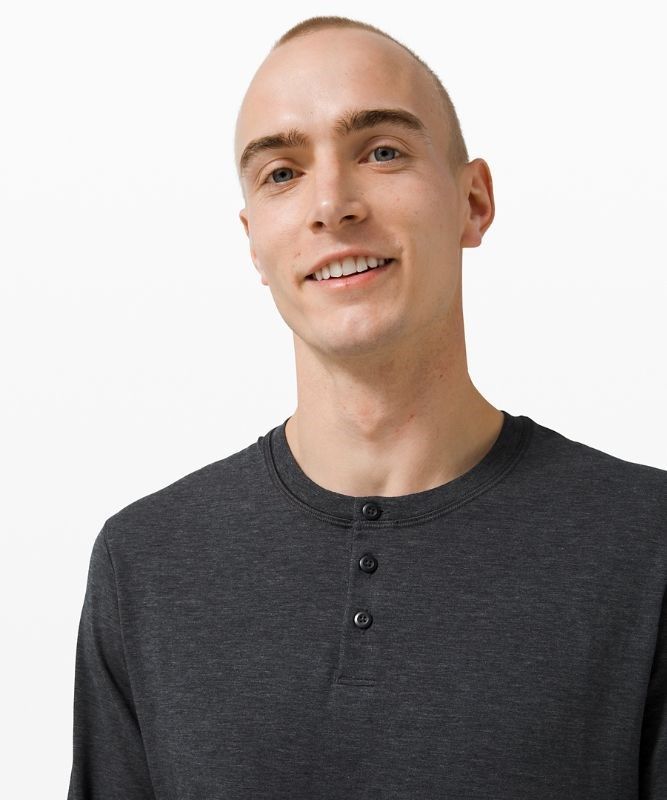 Lululemon 5 Year Basic Long Sleeve Henley Blast Herr Svarta | KYEF-47038