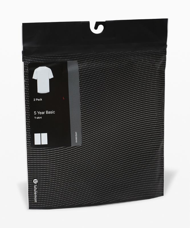 Lululemon 5 Year Basic T-Shirt 2 Pack Blast Herr Vita Vita | DGTB-27145