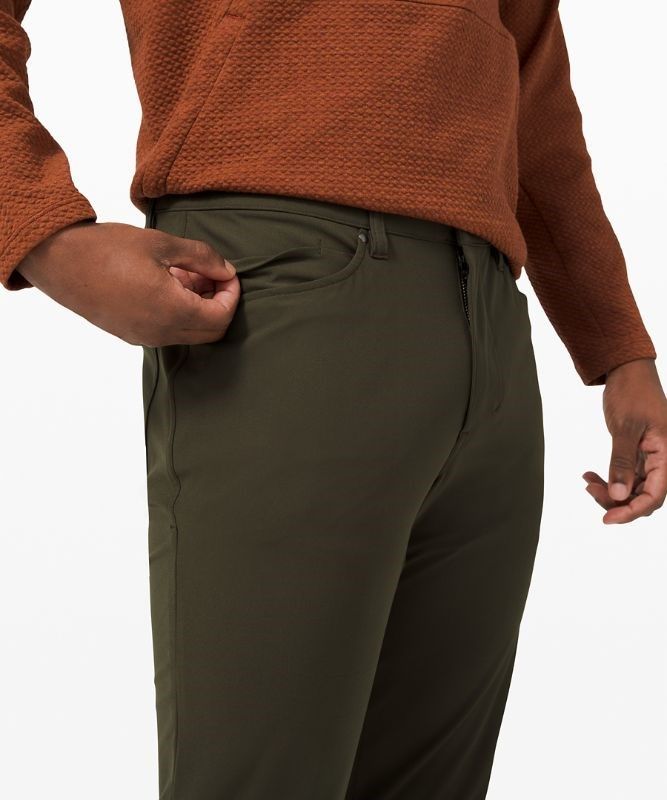 Lululemon ABC Pant Slim 32 Warpstreme Byxor Herr Mörkolivgröna | XTNE-62537