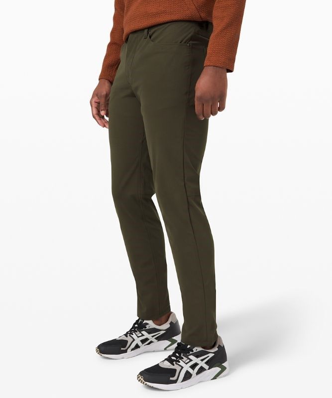 Lululemon ABC Pant Slim 32 Warpstreme Byxor Herr Mörkolivgröna | XTNE-62537
