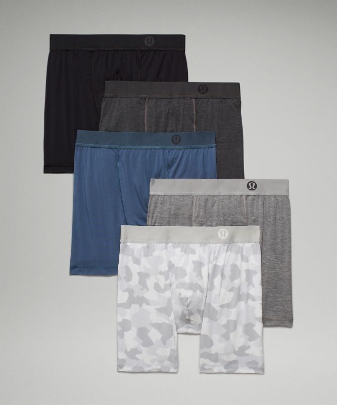 Lululemon AIM Boxer 5 Pack Underkläder Herr Mörkgrå Svarta Grå Camo Vita | FWKJ-92371