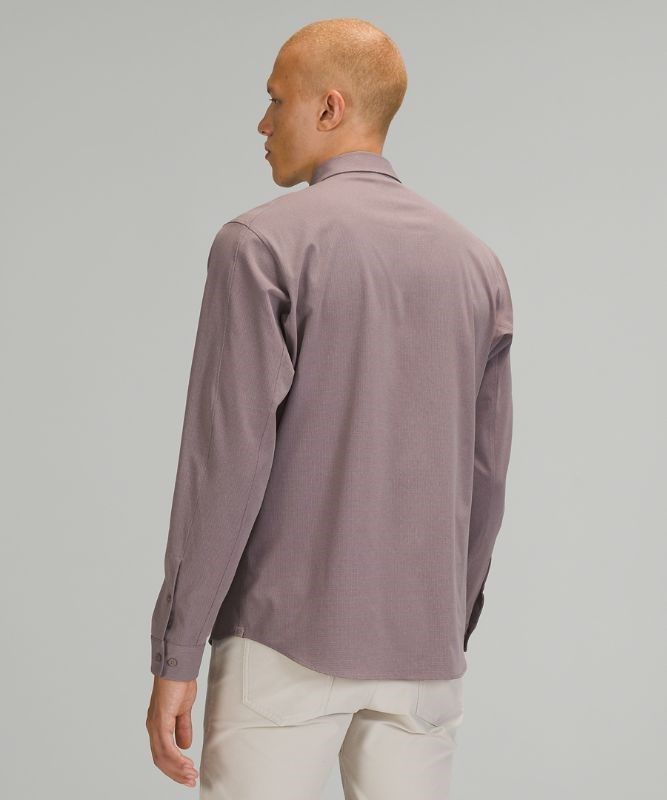 Lululemon Airing Easy Long Sleeve Button Up Shirt Ventlight Mesh Blast Herr Lunar Rock | NUFL-27190