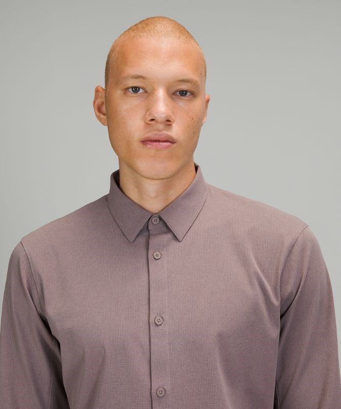 Lululemon Airing Easy Long Sleeve Button Up Shirt Ventlight Mesh Blast Herr Lunar Rock | NUFL-27190