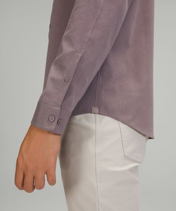 Lululemon Airing Easy Long Sleeve Button Up Shirt Ventlight Mesh Blast Herr Lunar Rock | NUFL-27190