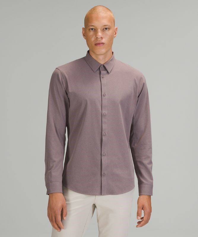 Lululemon Airing Easy Long Sleeve Button Up Shirt Ventlight Mesh Blast Herr Lunar Rock | NUFL-27190