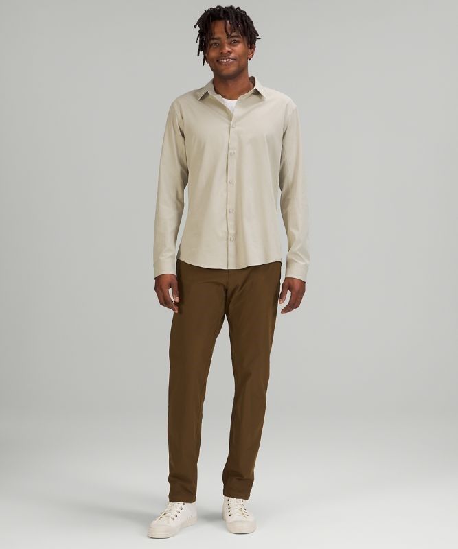 Lululemon Airing Easy Long Sleeve Button Up Shirt Ventlight Mesh Blast Herr Beige | KZER-69435