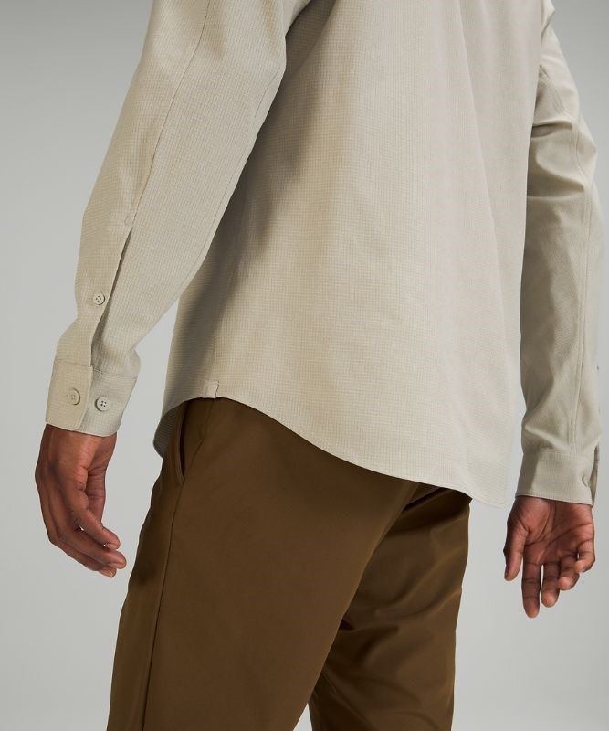 Lululemon Airing Easy Long Sleeve Button Up Shirt Ventlight Mesh Blast Herr Beige | KZER-69435