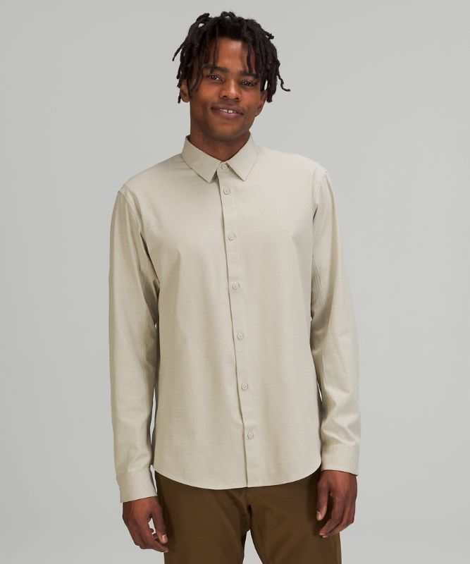 Lululemon Airing Easy Long Sleeve Button Up Shirt Ventlight Mesh Blast Herr Beige | KZER-69435