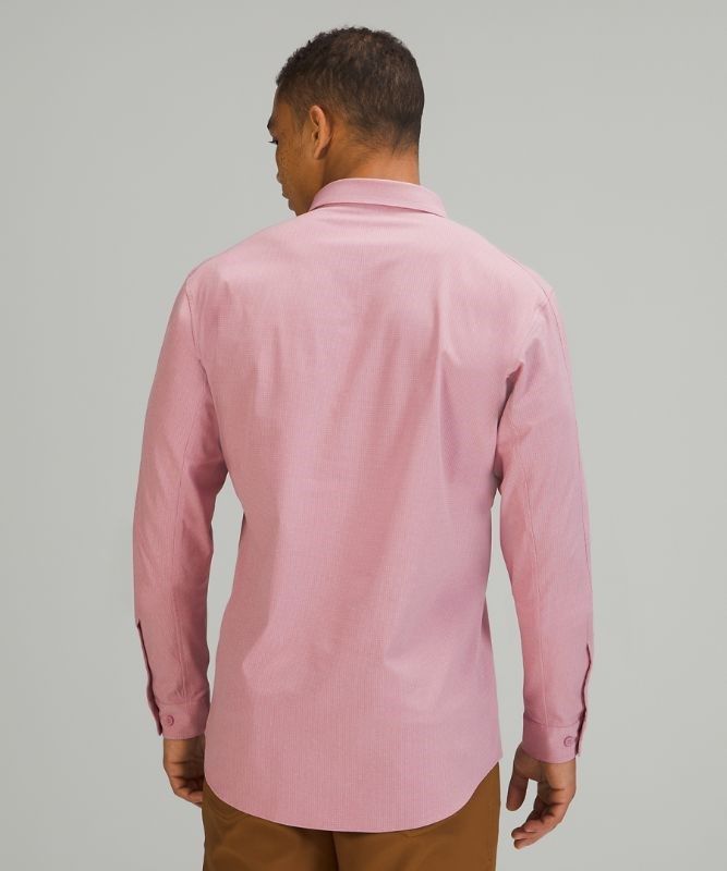 Lululemon Airing Easy Long Sleeve Button Up Shirt Ventlight Mesh Blast Herr Rosa Grå Bruna | GLKH-92056