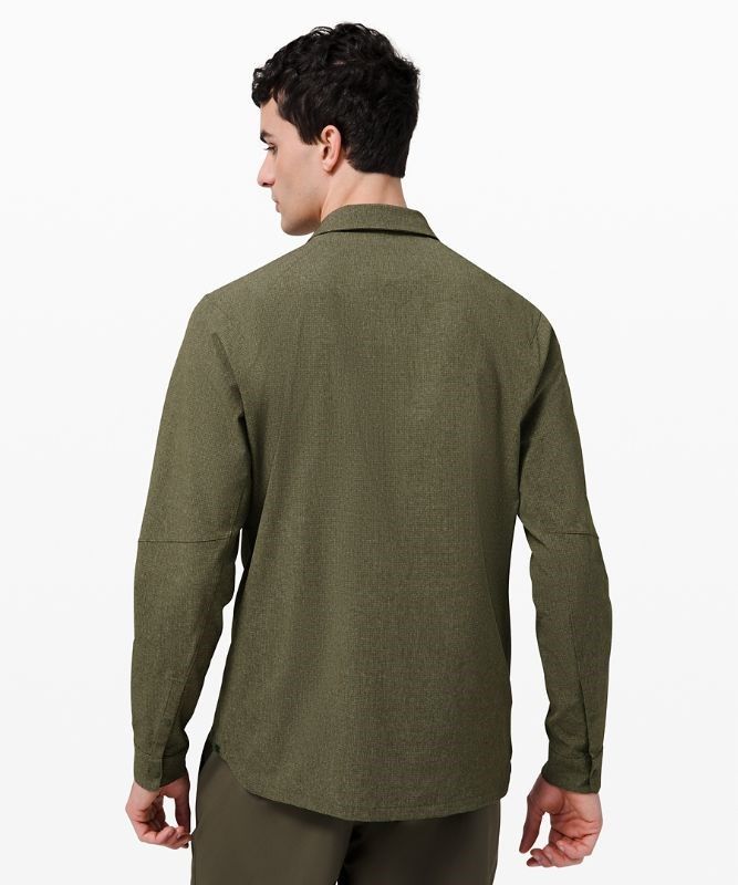 Lululemon Airing Easy Overshirt Ventlight Mesh Blast Herr Olivgröna | LWJS-83592