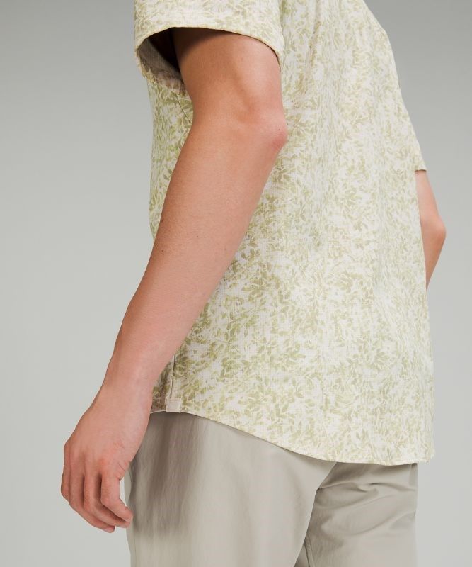 Lululemon Airing Easy Short Sleeve Button Up Shirt Ventlight Mesh Blast Herr Vita Olika Färger | WAFP-24761