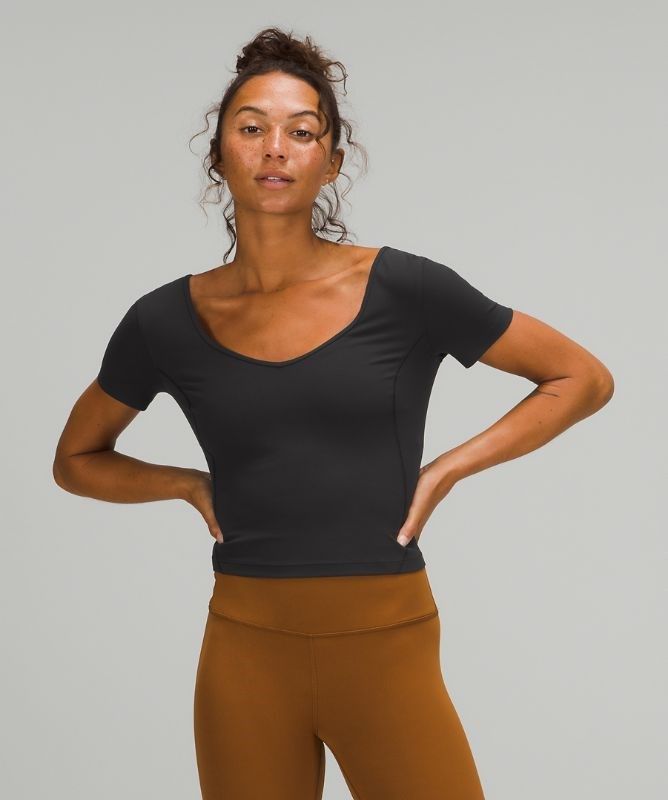 Lululemon Align Cropped T-Shirt Blast Dam Svarta | LMPV-93246