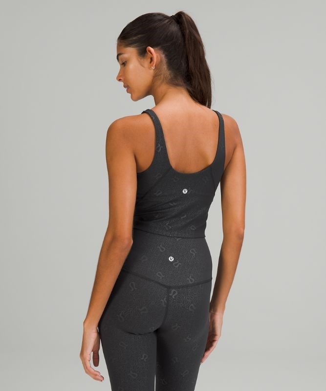 Lululemon Align Cropped Tank Top Blast Dam Svarta | XUIB-43051