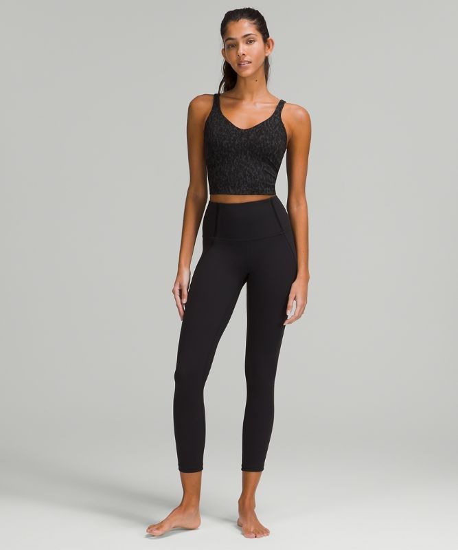 Lululemon Align Cropped Tank Top Blast Dam Leopard Camo Svarta Olika Färger | URWV-21036