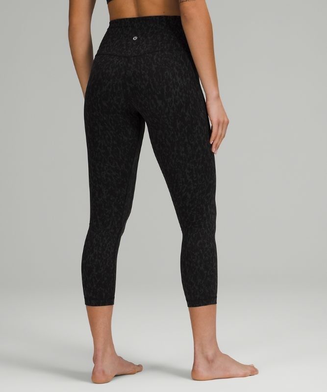 Lululemon Align High-Rise Crop 23 Byxor Dam Leopard Camo Svarta Olika Färger | VTBI-36514