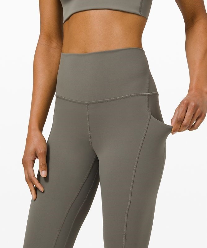Lululemon Align High-Rise Crop with Pockets 23 Leggings Dam Grå Olivgröna | GUPJ-74635