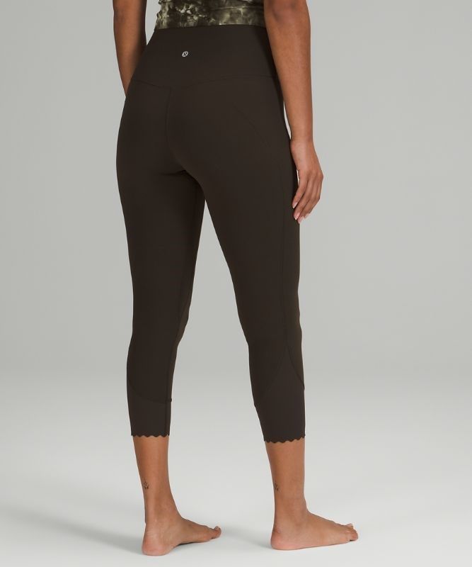 Lululemon Align Scalloped Hem High-Rise Crop 23 Byxor Dam Mörkolivgröna | SKEA-92605