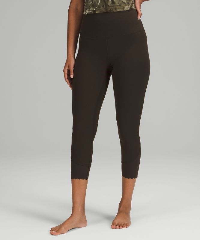 Lululemon Align Scalloped Hem High-Rise Crop 23 Byxor Dam Mörkolivgröna | SKEA-92605