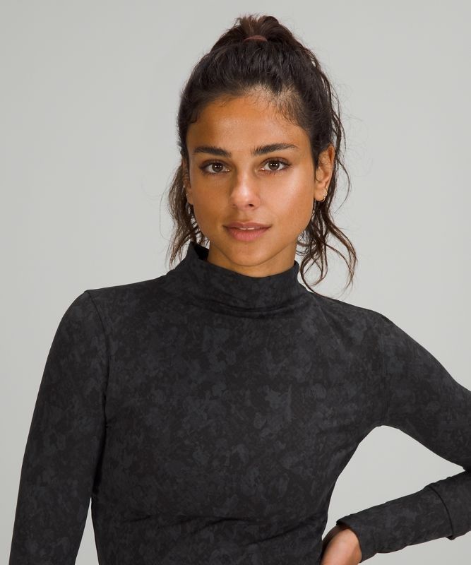 Lululemon All Aligned Mock Neck LS Blast Dam Camo Svarta Olika Färger | LGHU-17965