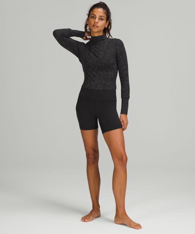 Lululemon All Aligned Mock Neck LS Blast Dam Camo Svarta Olika Färger | LGHU-17965