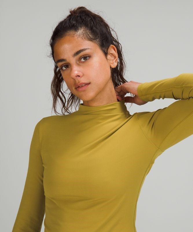 Lululemon All Aligned Mock Neck Long Sleeve Blast Dam Guld | JTDP-76485