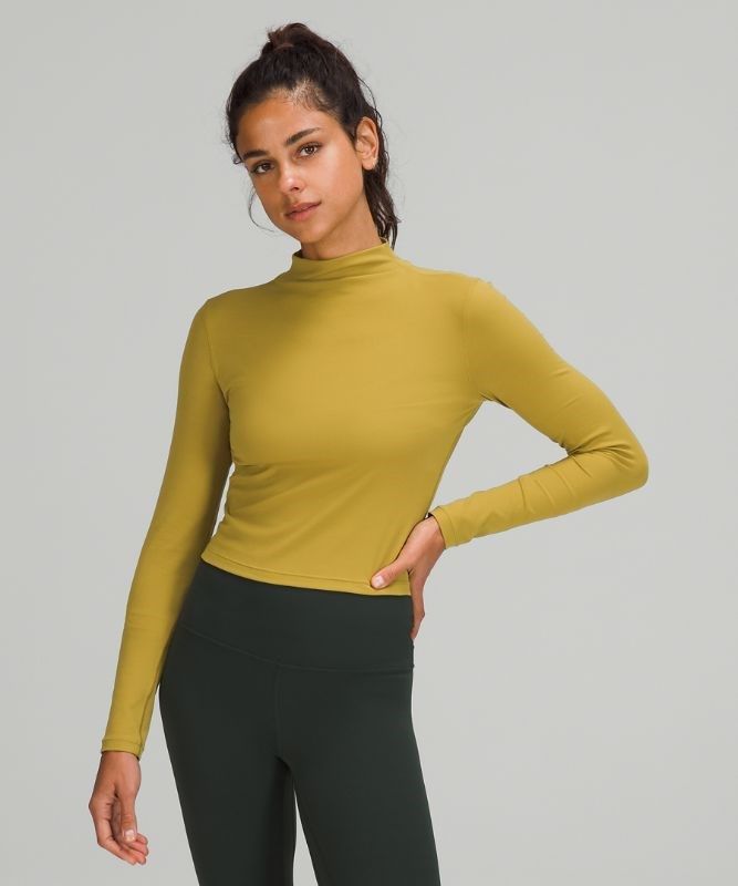Lululemon All Aligned Mock Neck Long Sleeve Blast Dam Guld | JTDP-76485